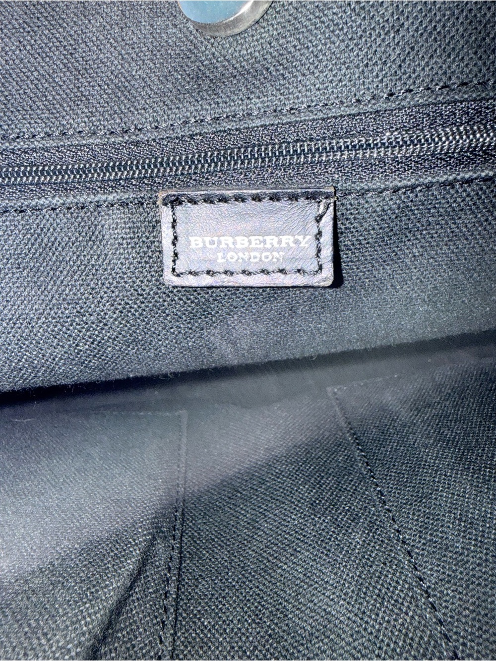 Vintage Burberry Medium Nova Check Structured Tote Bag Black Leather Accent - Picture 9 of 11